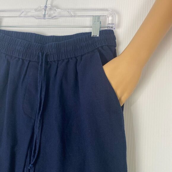 J.Crew Linen-Cotton Blend Navy Blue Drawstring Casual Pull On Pants Size 2 - Picture 5 of 16